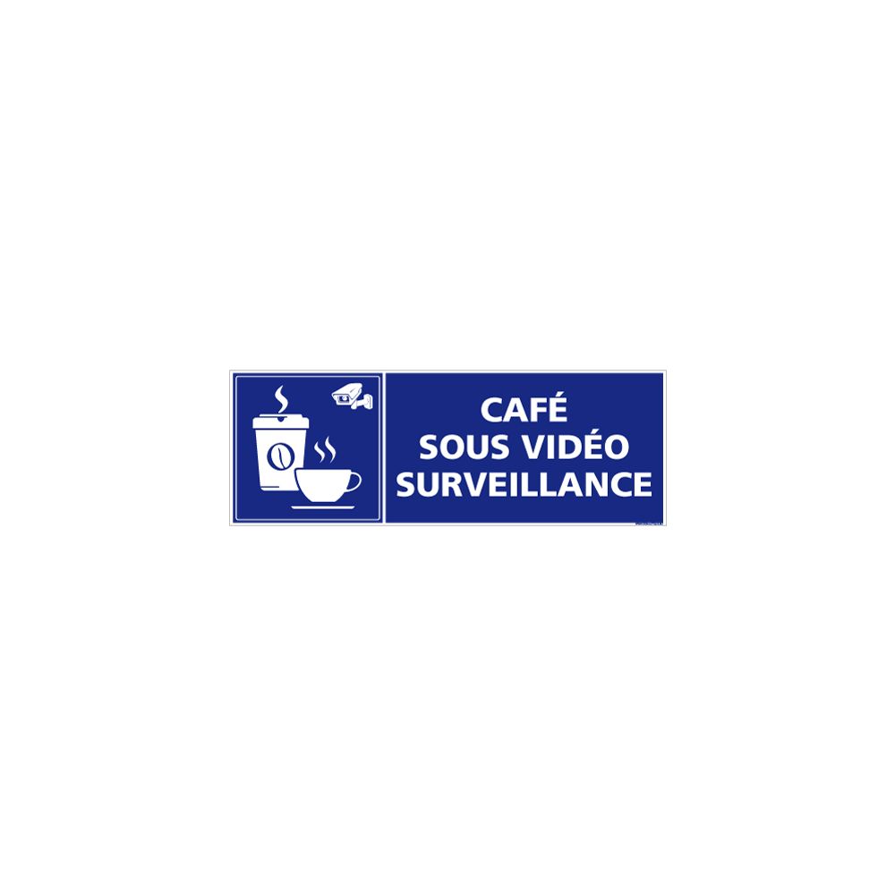 Signaletique Biz - Adhésif Café Sous Vidéo Surveillance - Dimensions 350x125 mm - Protection anti-UV - Extincteur & signalétique