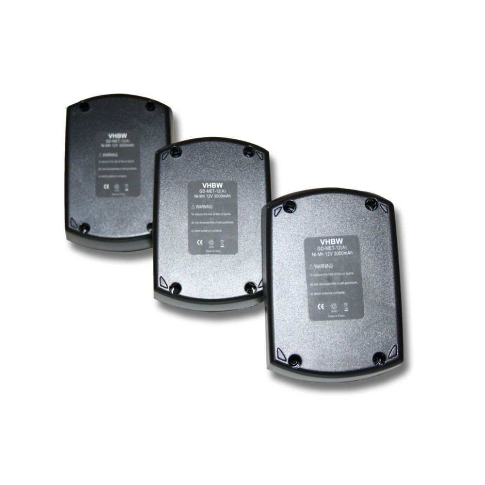 Vhbw - 3x Batterie Ni-MH 3000mAh (12V) vhbw pour outils BSZ 12 Premium, BZ 12 SP, SSP 12, ULA9.6-18 comme Metabo 6.02151.50, 6.25473. - Clouterie