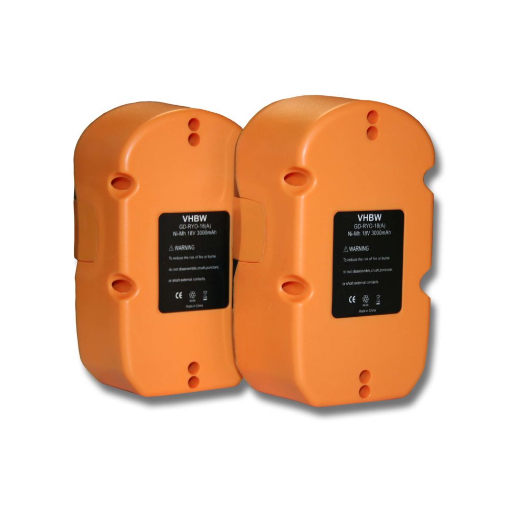 Vhbw - Lot 2 batteries Ni-MH vhbw 3000mAh (18V)pour outils P410, P420, P430, P500, P501, P510, P514, P520, P521. Remplace:Ryobi ABP1801, ABP1803, BCP1817/2SM - Clouterie