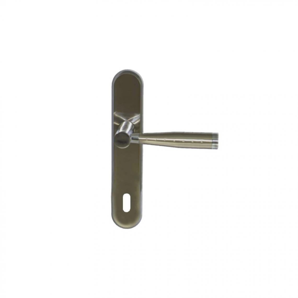 Divers Marques - Poignée de porte sur plaque clé à L modèle Biarritz - Nickelé Mat - Poignée de porte