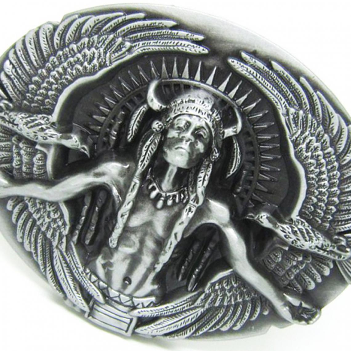 marque generique - Rétro indien aigle en forme de motif alliage de zinc fantaisie boucle de l'argent argent - Corde et sangle