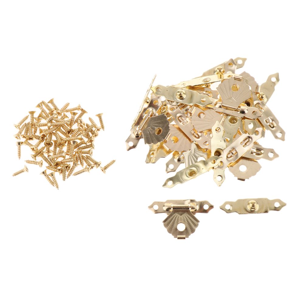 marque generique - 12pcs boîte à bijoux en bois triangle fleur boucle en métal fermoir à loquet boucle jaune - Bloque-porte
