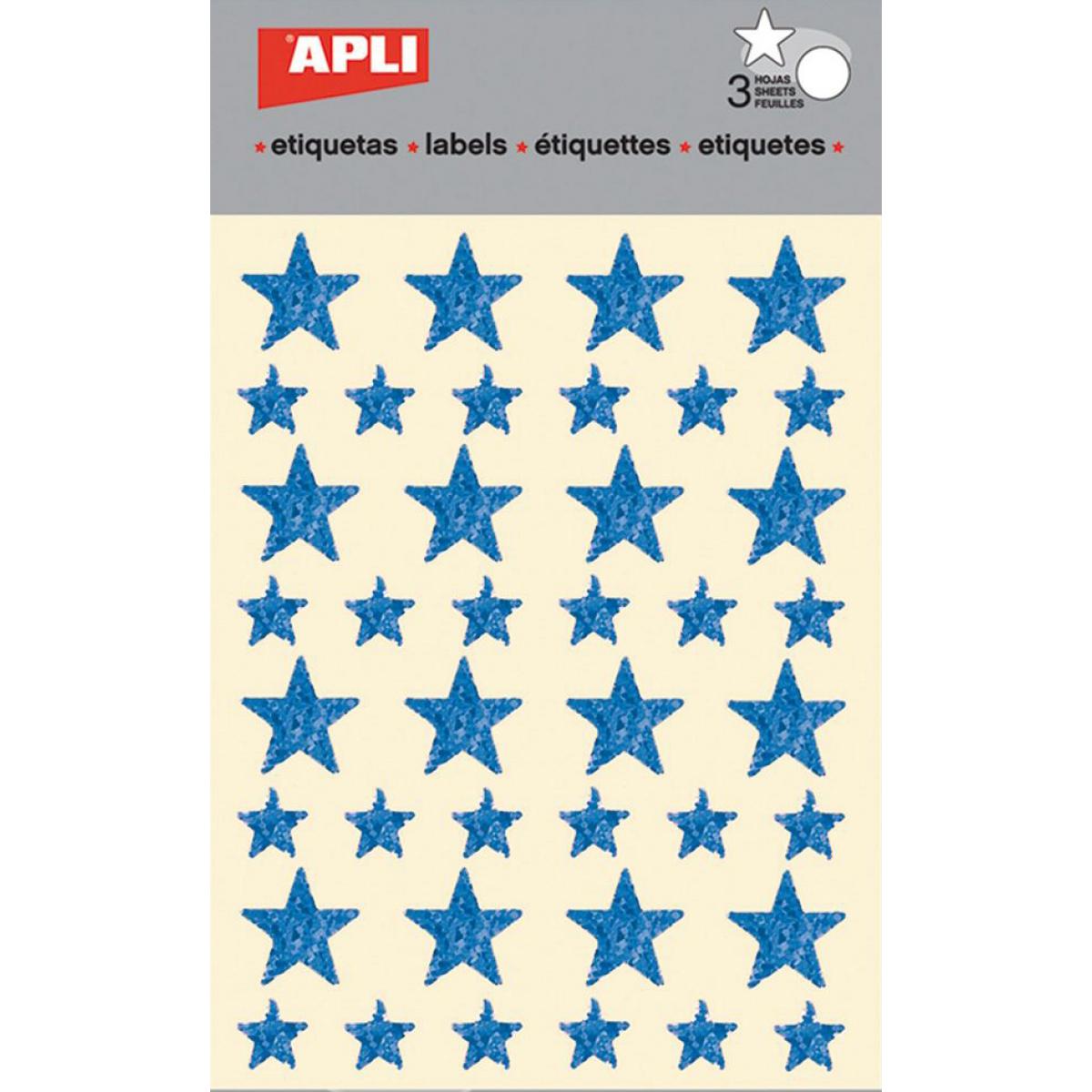 Apli Agipa - Gommettes étoile 12 et 20 mm Holographique bleu x 120 - Apli Agipa - Colle & adhésif