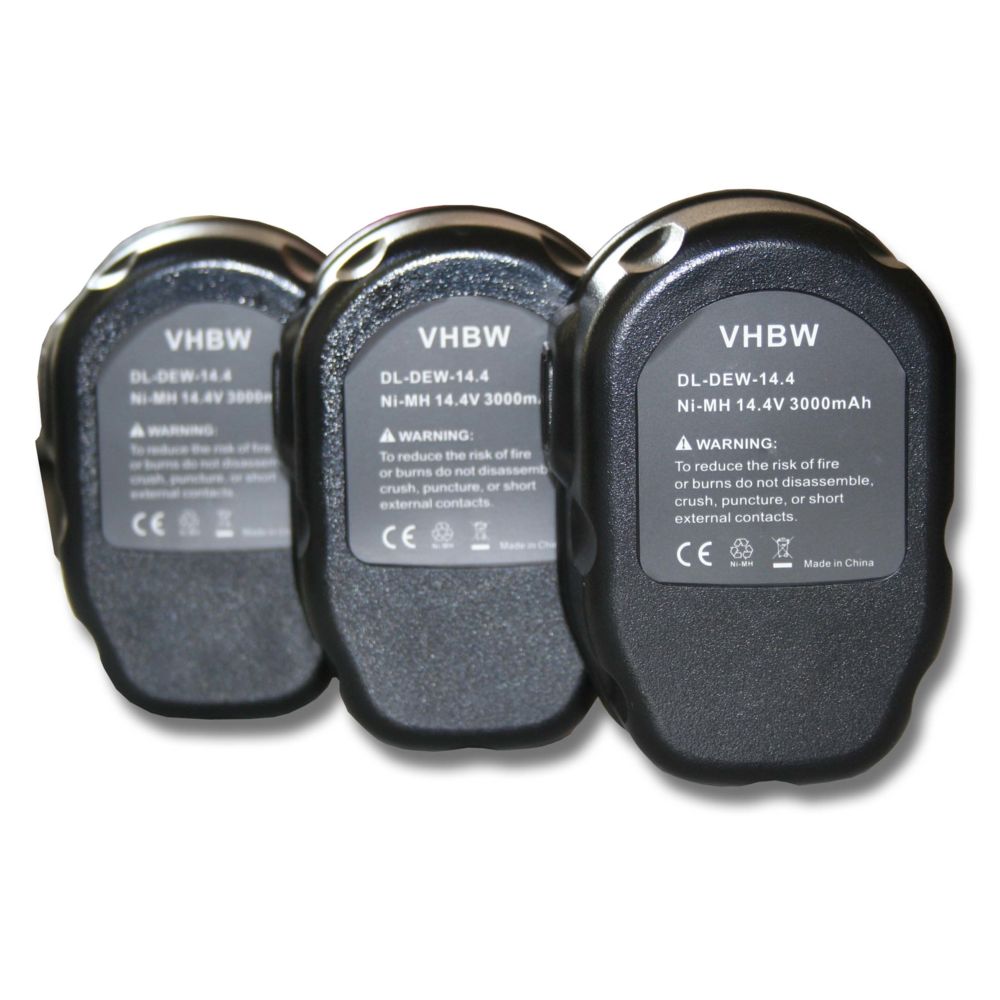 Vhbw - Lot 3 batteries vhbw 3000mAh pour outils Dewalt DW966K, DW983K, DW984, DW985, DW991K-2, DW992K-2. Remplace: Dewalt DC9091, DE9038, DE9091, DE9092 - Clouterie