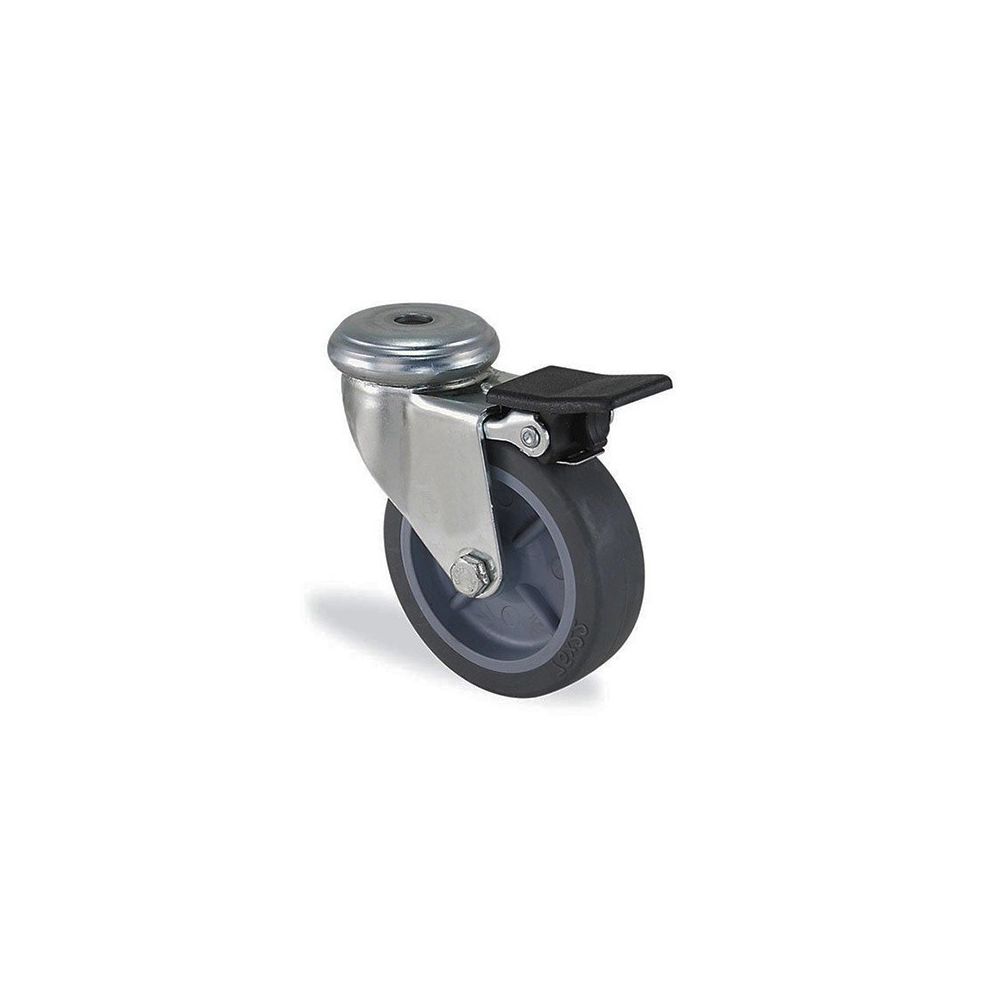 marque generique - Roulette à oeil pivotante à frein caoutchouc gris diamètre 75mm charge 60kg - Cheville
