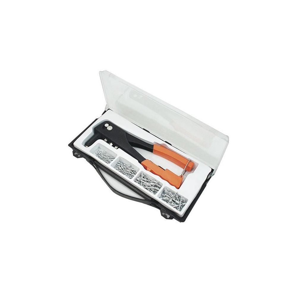 Mannesmann - MANNESMANN Kit de pince a riveter + 100 rivets + 4 embouts - Orange - Boulonnerie