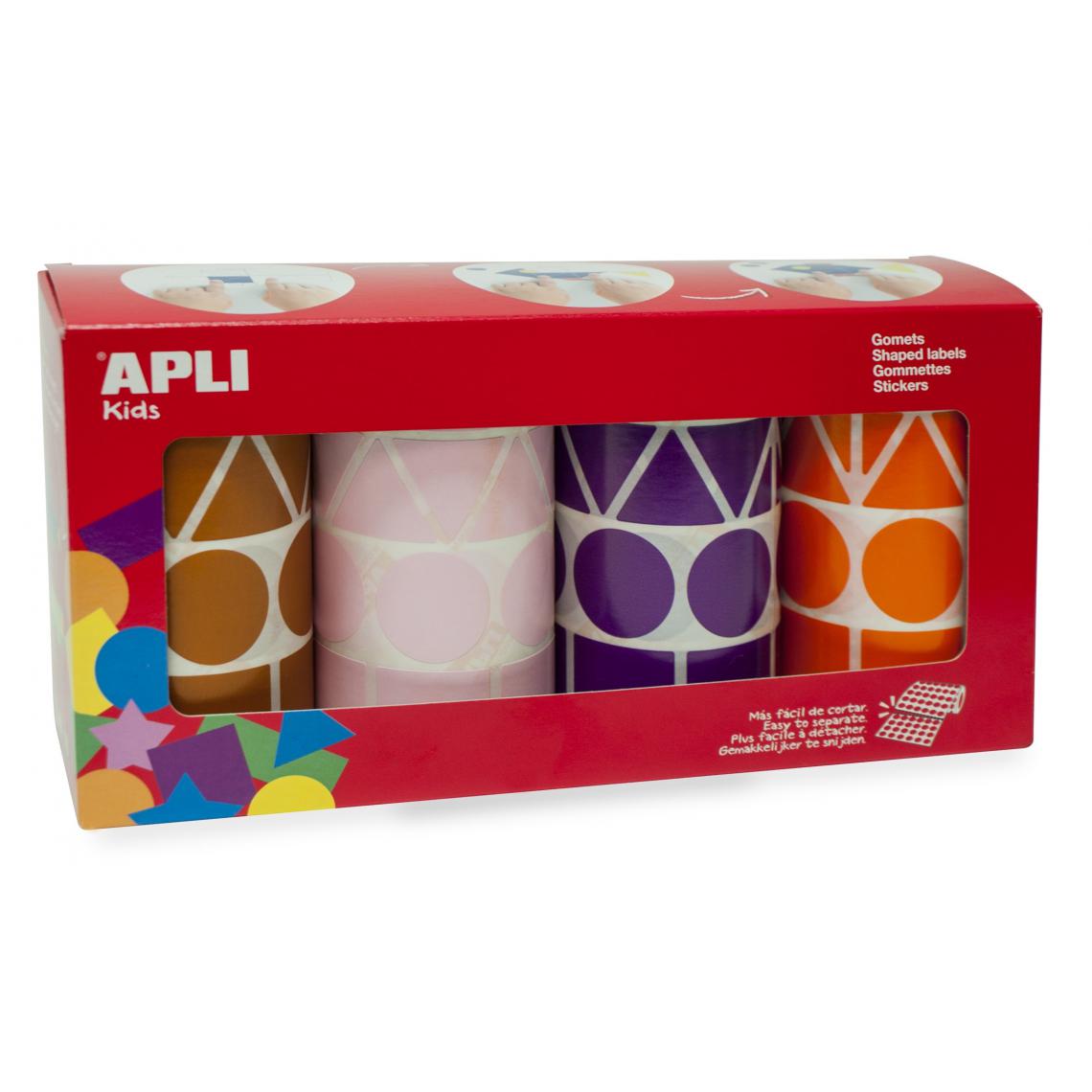 Apli Agipa - Gommettes rouleau 4 formes couleurs tendance x 5 428 - Apli Agipa - Colle & adhésif