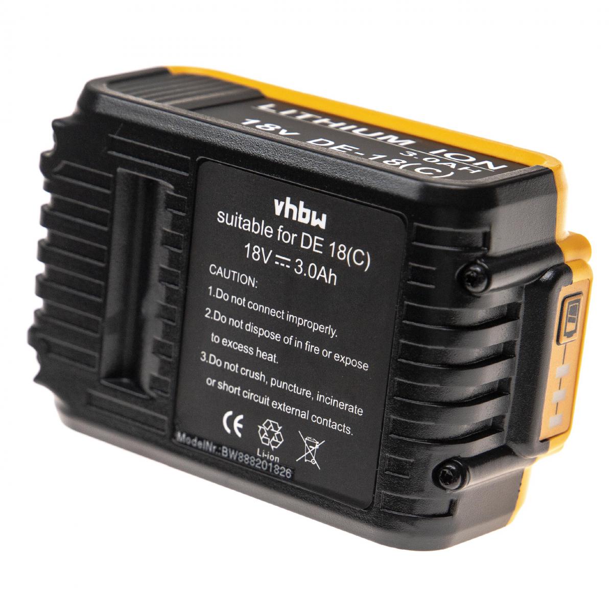 Vhbw - vhbw Batterie compatible avec Dewalt DCS380B, DCS380L1, DCS380M1, DCS381, DCS391, DCS391B, DCS391L1 outil électrique (3000mAh Li-Ion 18V) - Clouterie