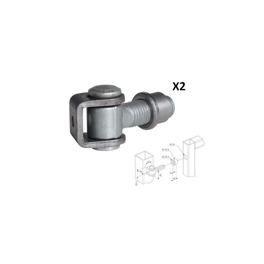 Locinox - Charnières pour petite porte industrielle, boulon M20 Ø 18mm LOCINOX - Charnière