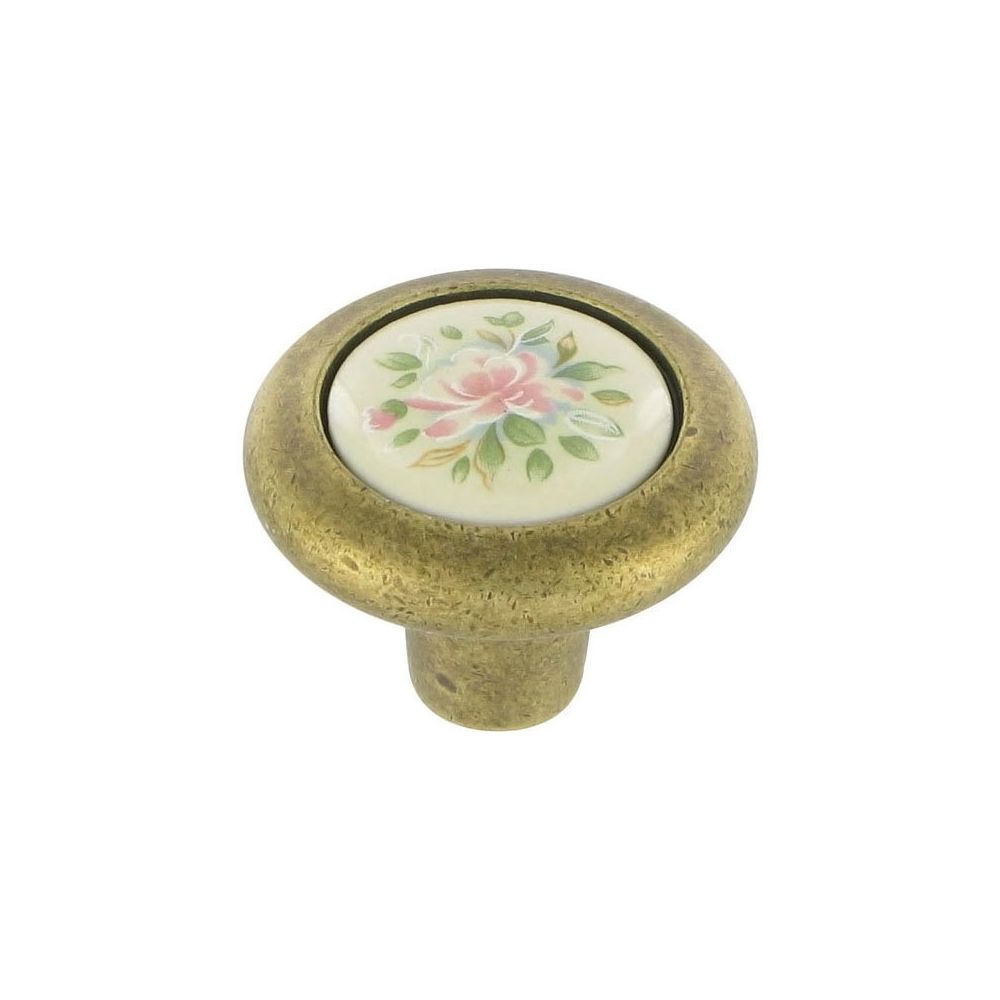 Fosun - Bouton zamac - Diamètre : 34 mm - Hauteur : 34 mm - Décor : Bronze rustique - Matériau : Porcelaine / Laiton - FOSUN - Poignée de meuble