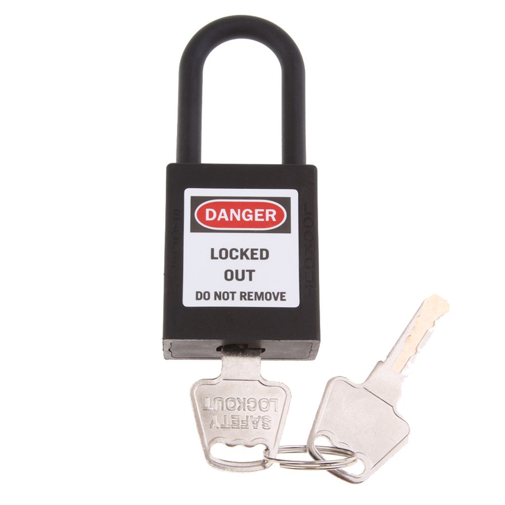 marque generique - sécurité cadenas de verrouillage de sécurité à clé en acier inoxydable pvc noir - Bloque-porte
