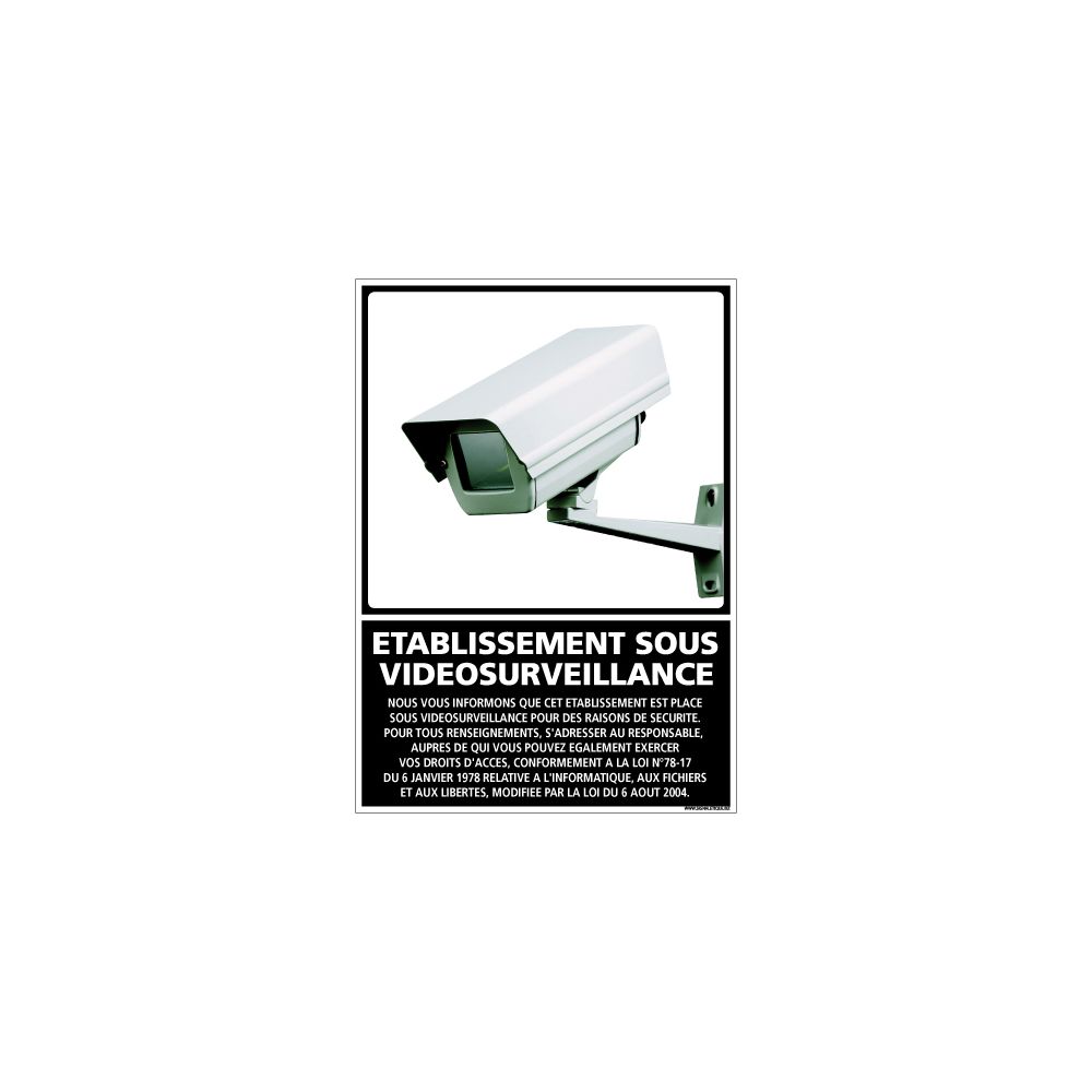 Signaletique Biz - Adhésif Etablissement sous Vidéo Surveillance - Dimensions 210 x 300 mm - Protection anti-UV - Extincteur & signalétique