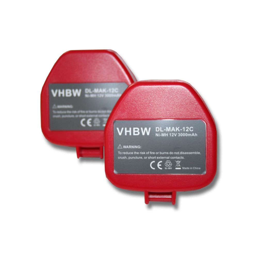 Vhbw - vhbw 2x Batterie Ni-MH 3000mAh (12V) pour outils 6212DWH, 6311D, 6311DW, 6311DWA, 6311DWH, 6311DWHE comme Makita 1200, 1201, 1201A, 1202, 1202A. - Clouterie
