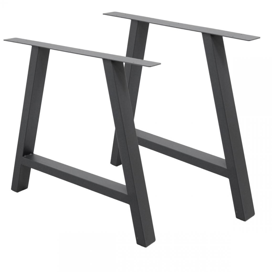 Ecd Germany - Set 2 Pieds de table pied de meuble acier forme A support banc gris 70 x 72 cm - Pieds & roulettes pour meuble