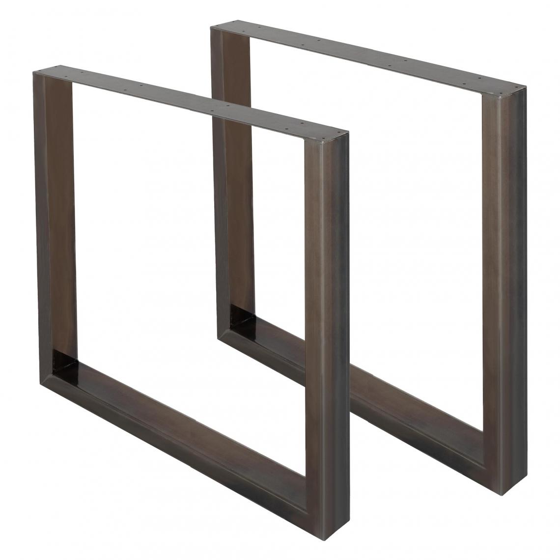 Ecd Germany - Set 2 pieds de table piètement meuble support banc acier anthracite 80 x 72 cm - Pieds & roulettes pour meuble