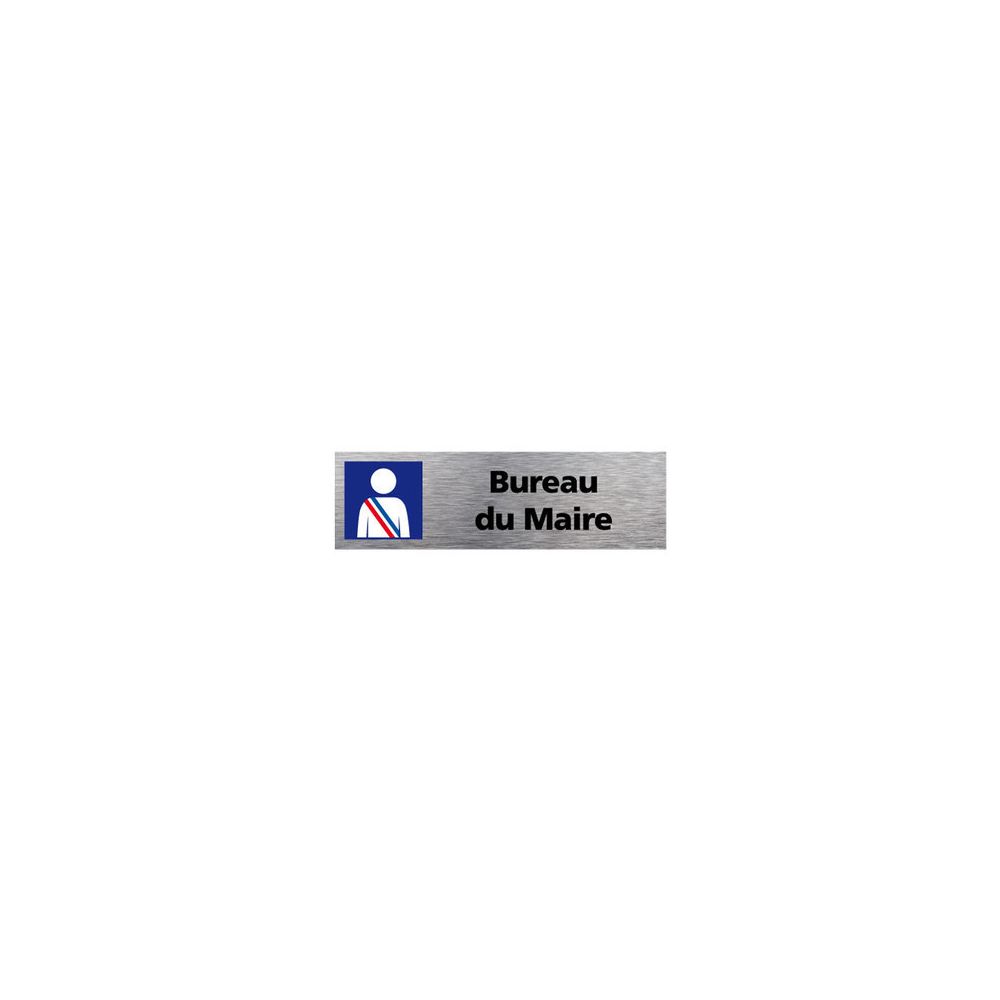 Signaletique Biz - Plaque de Porte Bureau du Maire - Aluminium Brossé Inoxydable - Dimensions 170 x 50 mm - Double face autocollant adhésif au dos - Extincteur & signalétique