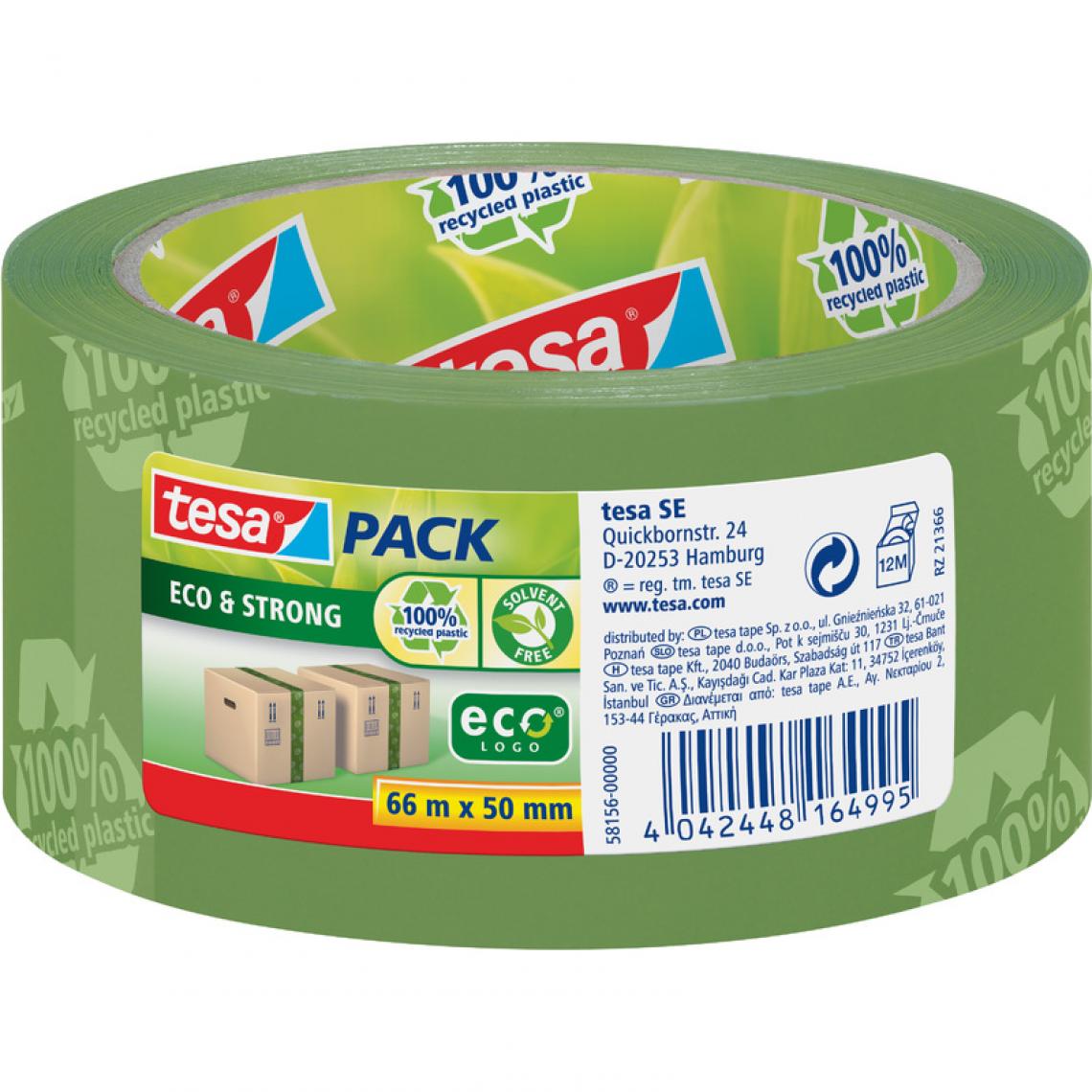 Tesa - tesa tesapack Ruban adhésif Eco & Strong, 50 mm x 66m () - Adhésif d'emballage