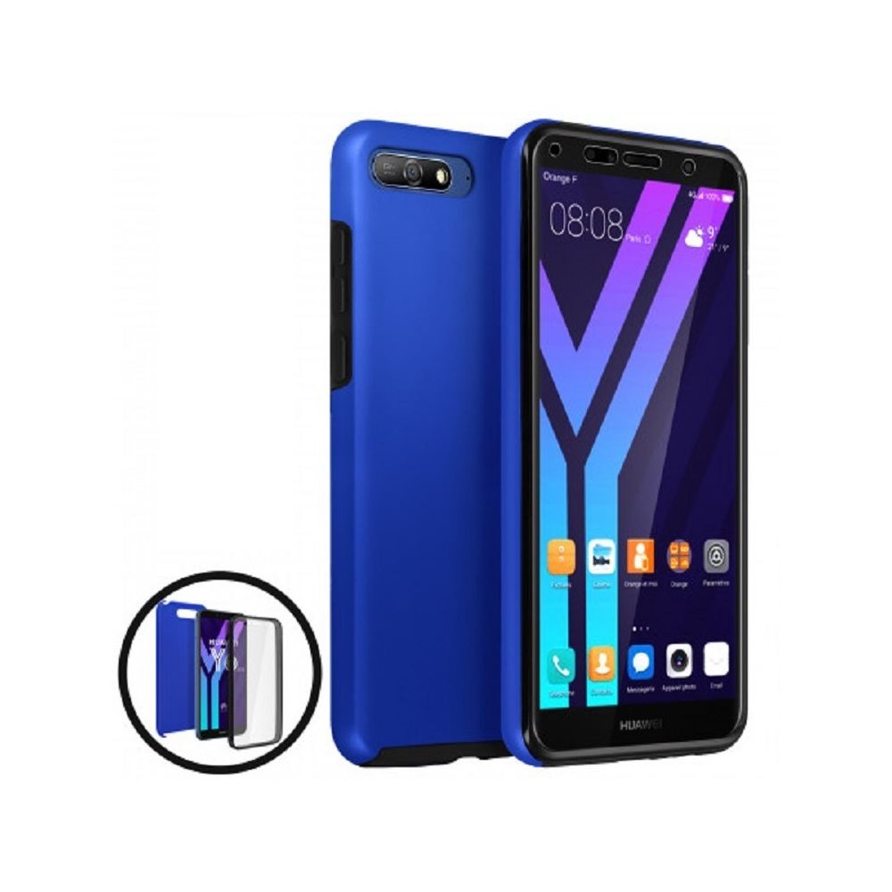 marque generique - Coque protection Integrale Rigide Dur 360 Bleu Fonce pour Huawei Y6 2018 - Coque, étui smartphone