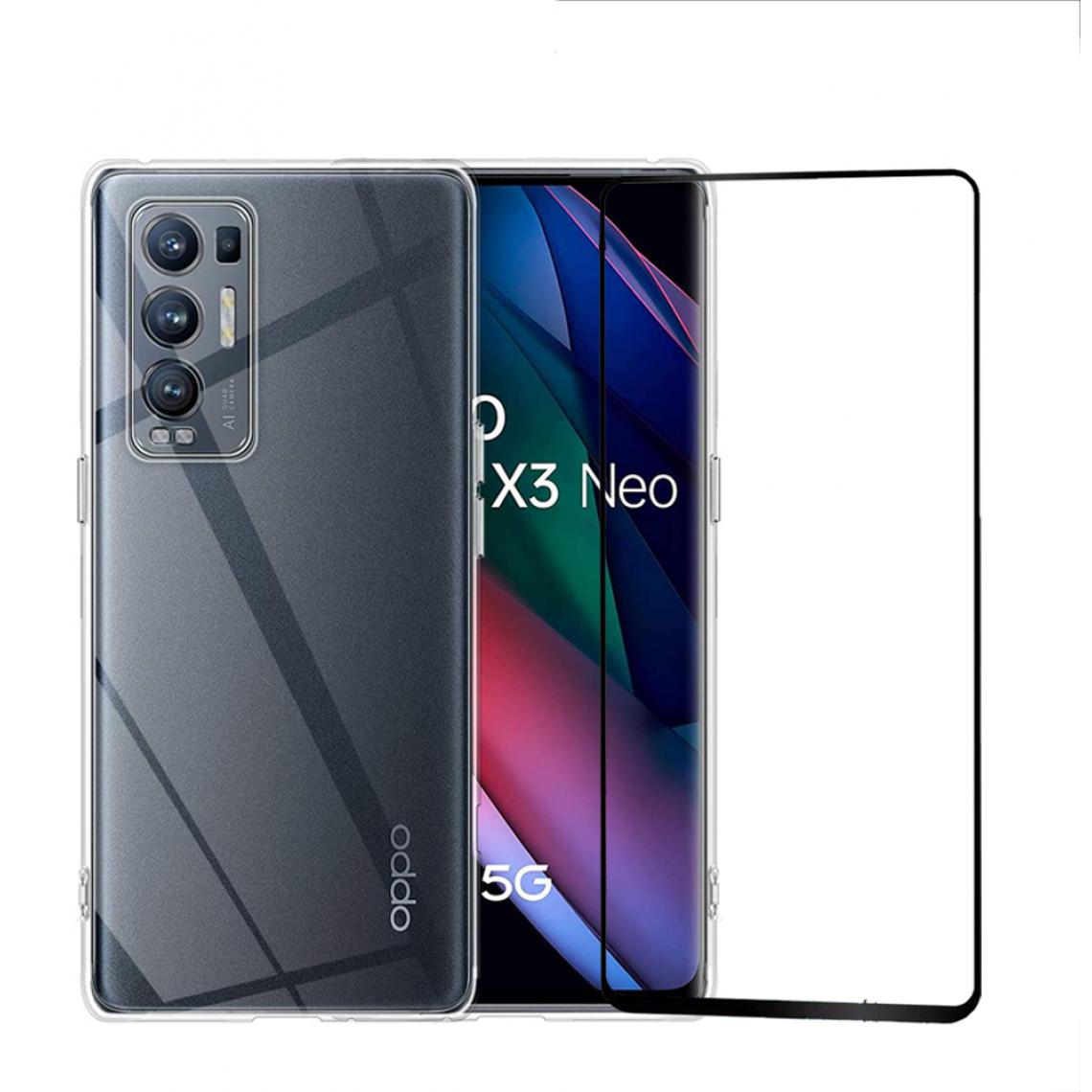 Xeptio - Protection intégrale Oppo Find X3 NEO 5G : Coque Gel de Protection en TPU Invisible arrière Transparente ET Protection écran Full Cover Noir - Coque, étui smartphone