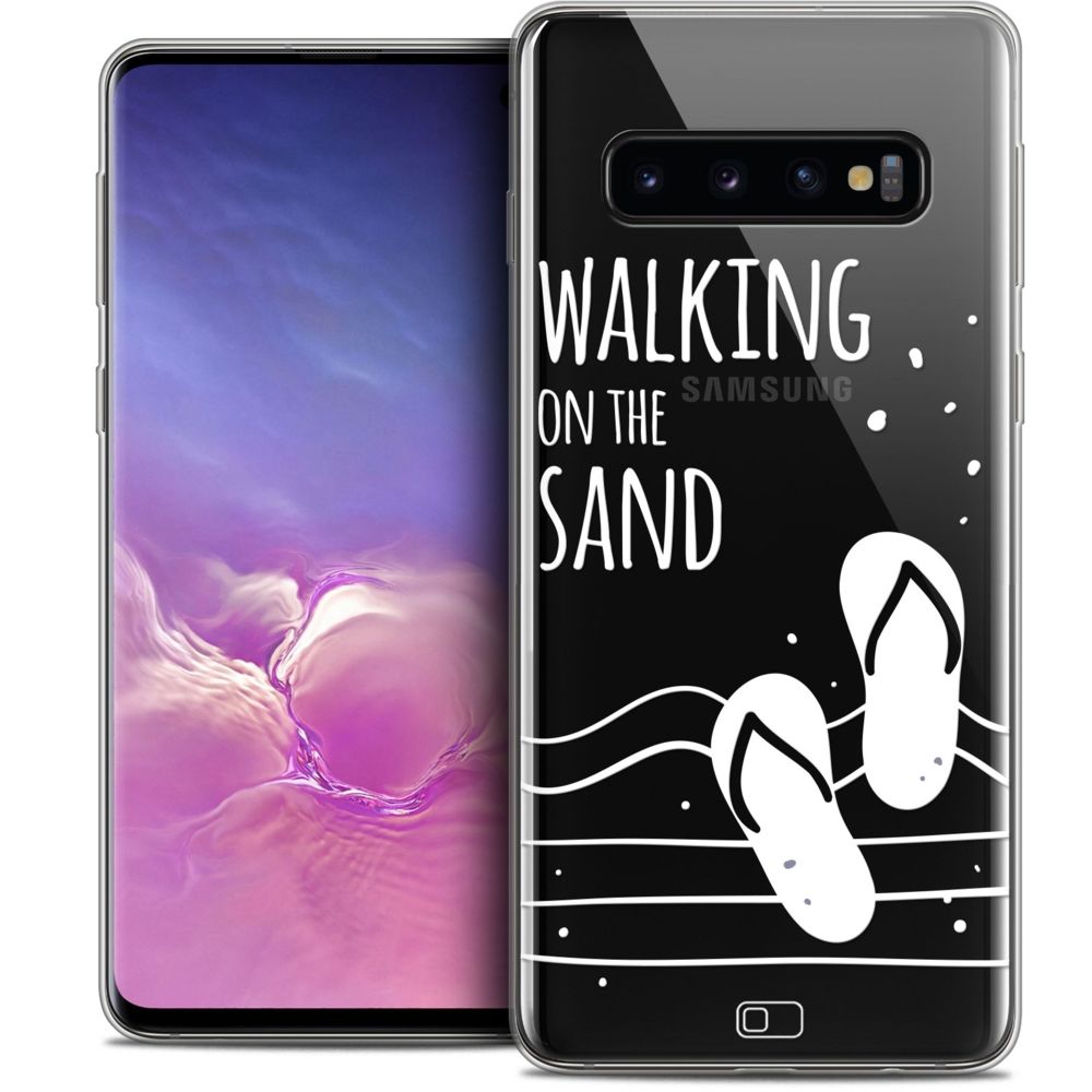 Caseink - Coque Housse Etui Pour Samsung Galaxy S10 (6.1 ) [Crystal Gel HD Collection Summer Design Walking on the Sand - Souple - Ultra Fin - Imprimé en France] - Coque, étui smartphone