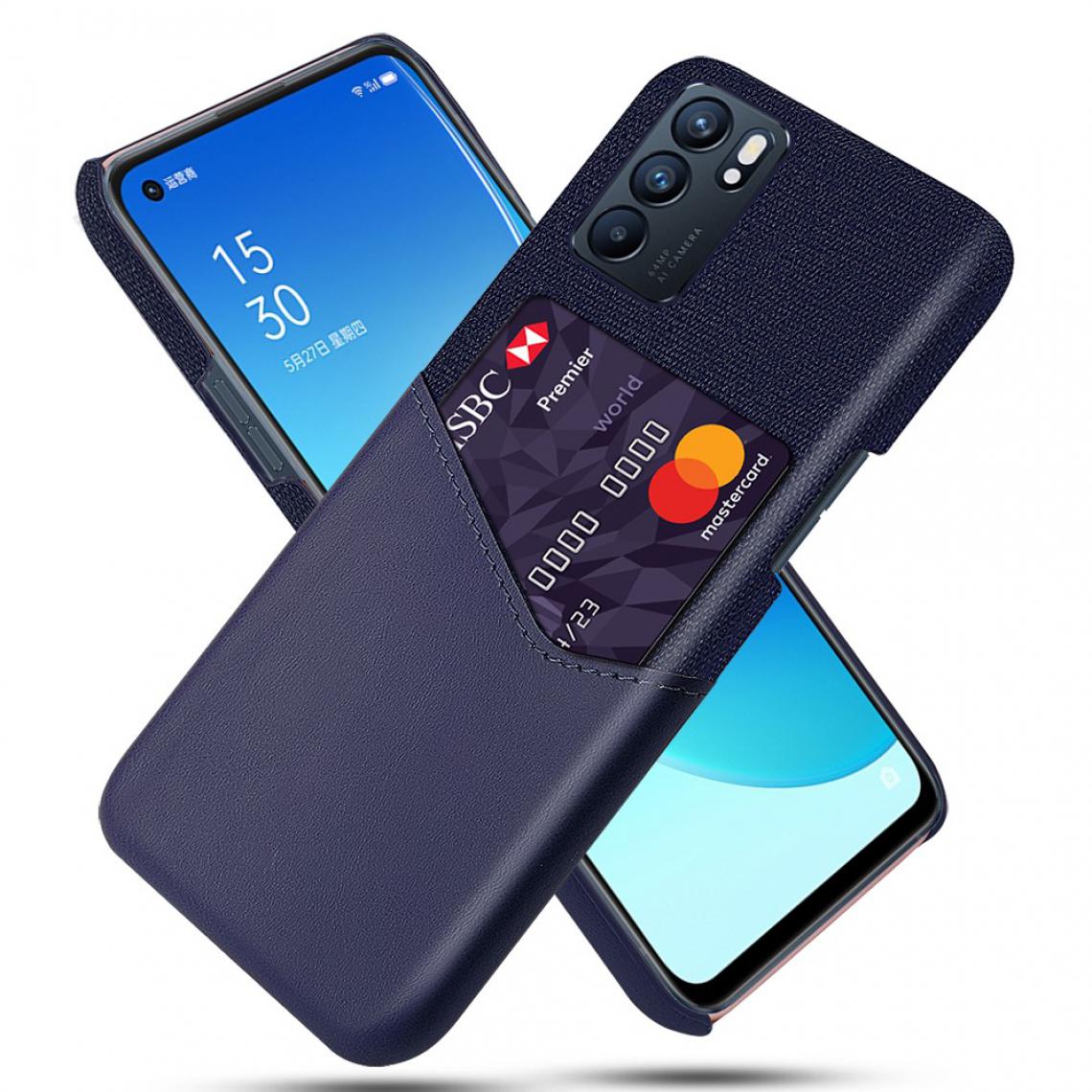 Other - Coque en TPU + PU Texture avec porte-carte bleu pour votre Oppo Reno6 - Coque, étui smartphone