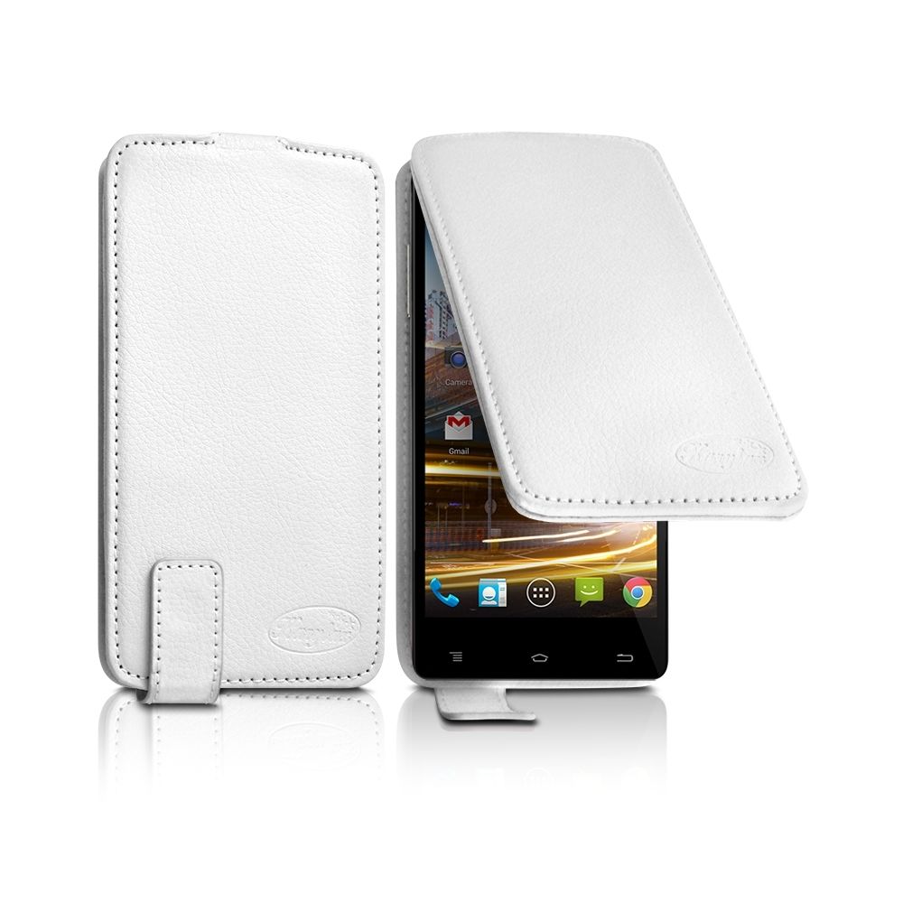 Karylax - Housse Etui Clapet Couleur blanc Universel M pour Archos 50b Helium 4G - Autres accessoires smartphone
