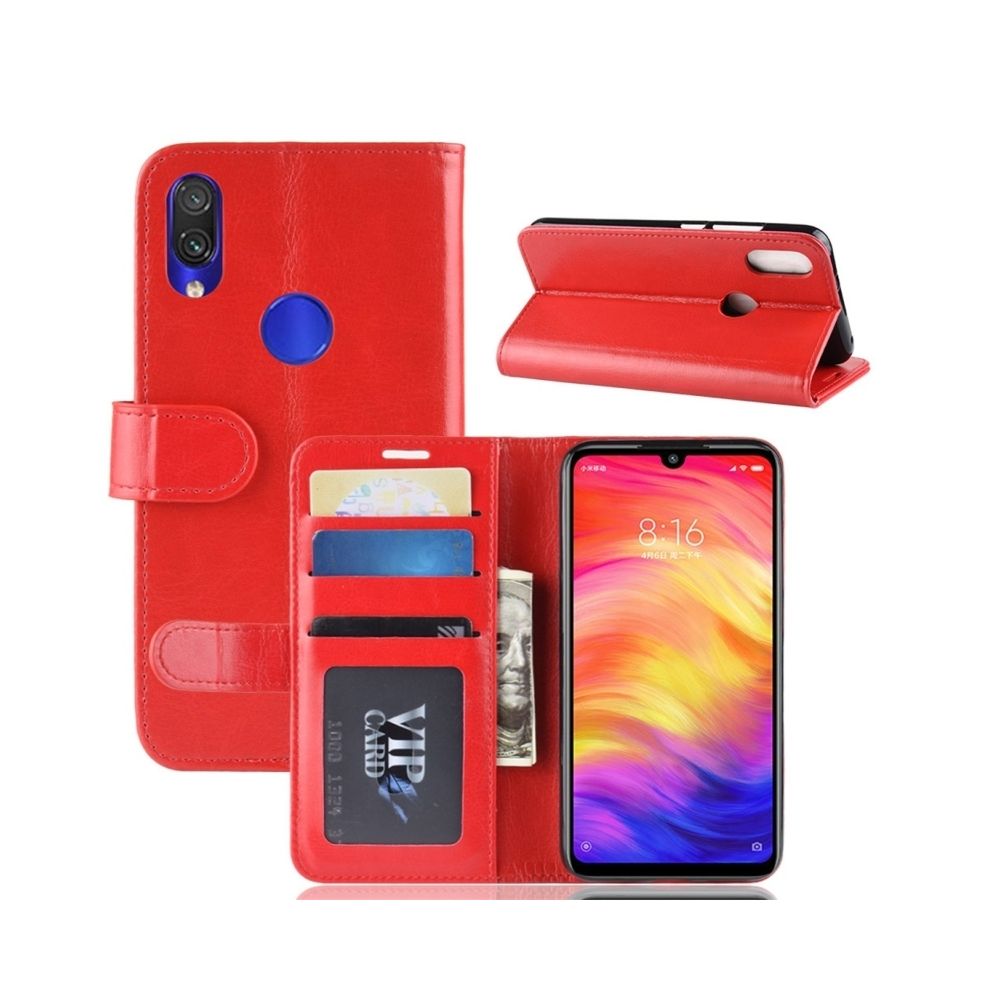 Wewoo - Housse Coque Étui à rabat horizontal en cuir à R64 Texture pour Xiaomi Redmi Note 7, avec support et porte-monnaie emplacements pour cartes cadre photo (rouge) - Coque, étui smartphone