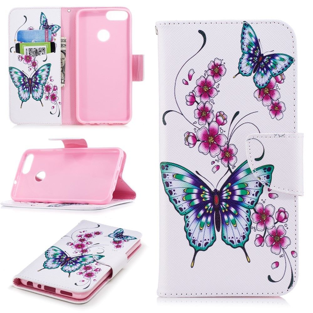 marque generique - Etui en PU papillon fleur pour Huawei P Smart - Autres accessoires smartphone