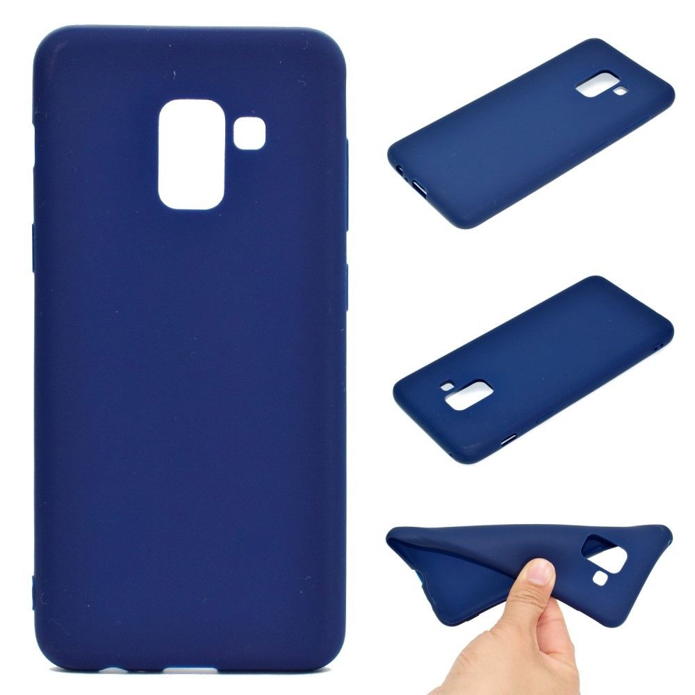 marque generique - Coque en TPU couleur solide soft bleu foncé mat pour Samsung Galaxy A8 (2018) - Autres accessoires smartphone