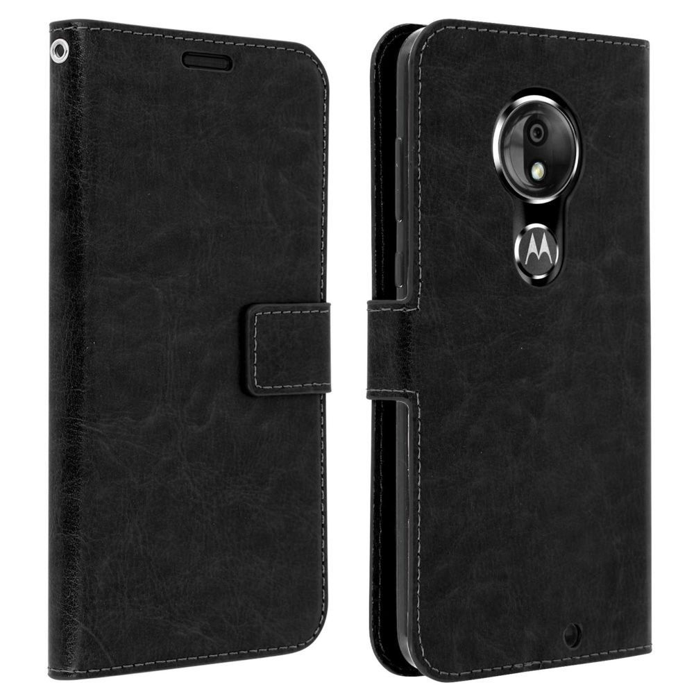 Avizar - Housse Motorola Moto G7 et G7 Plus Étui folio Portefeuille Fonction Stand noir - Coque, étui smartphone