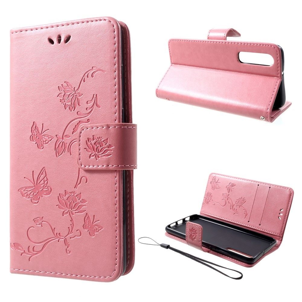 marque generique - Etui en PU fleur papillon avec support rose pour votre Huawei P30 - Autres accessoires smartphone