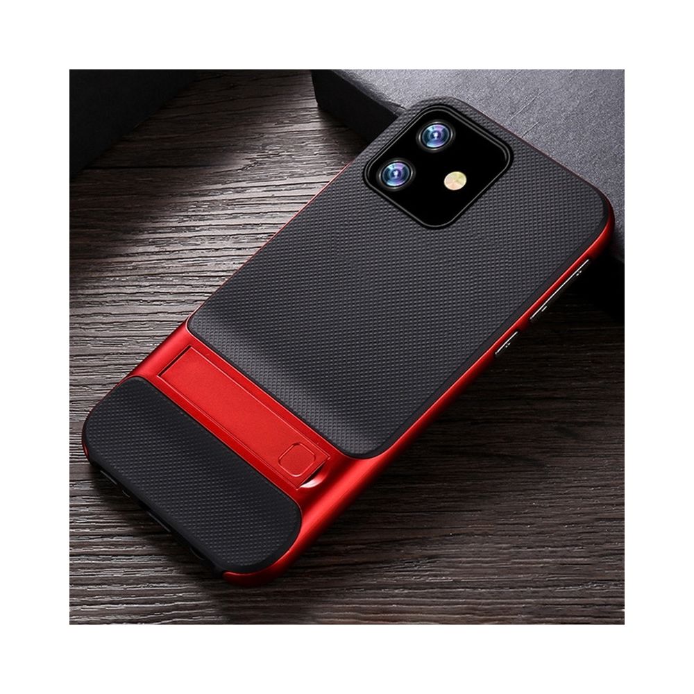 Wewoo - Coque Rigide Pour iPhone 11 Texture à carreaux TPU antidérapant + étui PC avec support rouge - Coque, étui smartphone