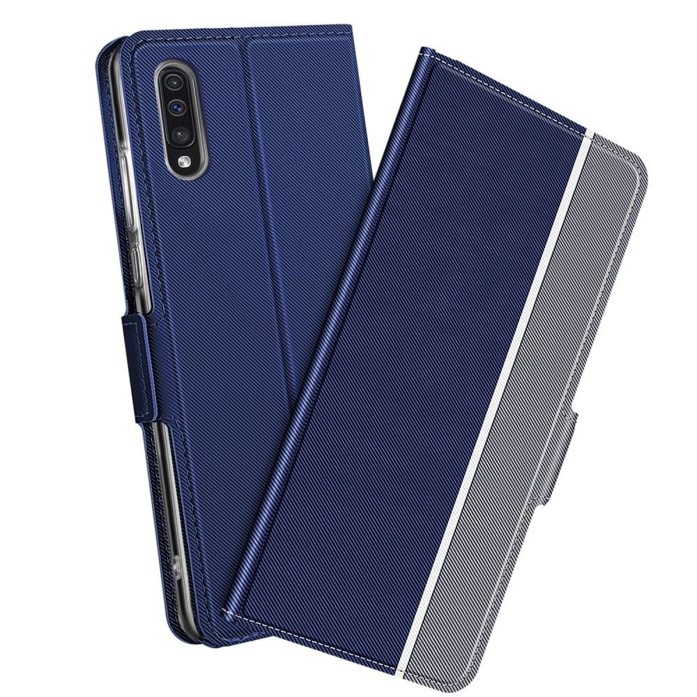 marque generique - Etui en PU adsorption magnétique avec deux porte-cartes bleu pour votre Samsung Galaxy A50 - Coque, étui smartphone