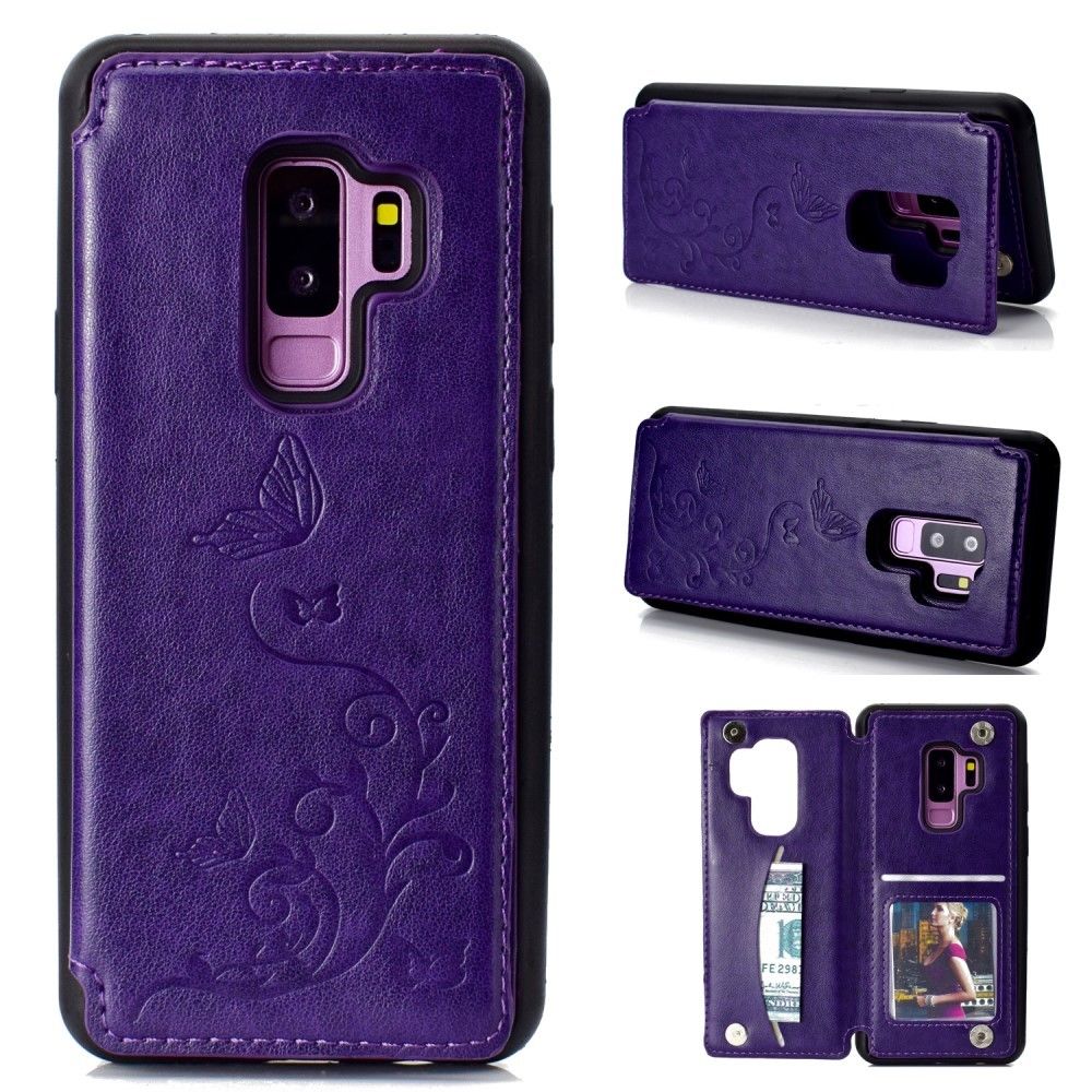 marque generique - Etui en PU fleur papillon enduit violet pour votre Samsung Galaxy S9 Plus SM-G965 - Autres accessoires smartphone