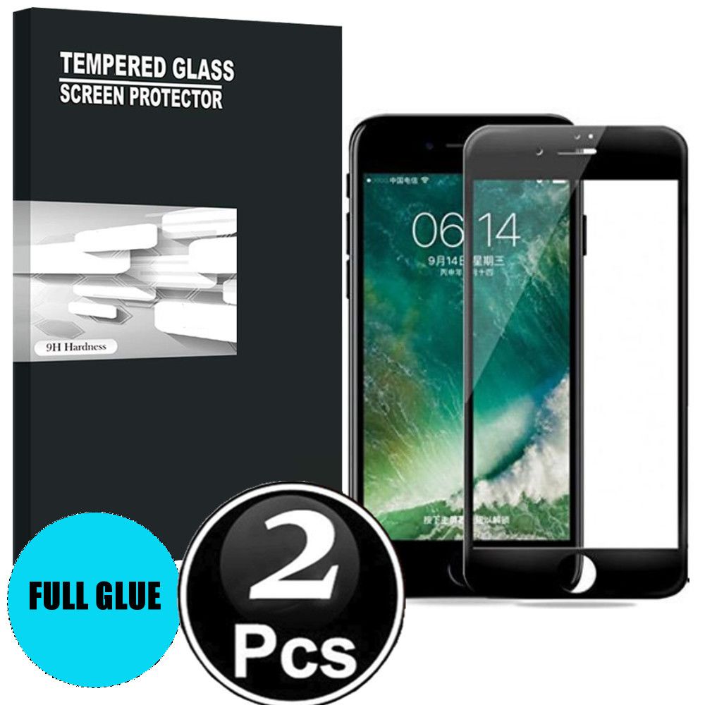 marque generique - Apple iphone 8 Vitre protection d'ecran en verre trempé incassable protection integrale Full 3D Tempered Glass FULL GLUE - [X2-Noir] - Autres accessoires smartphone