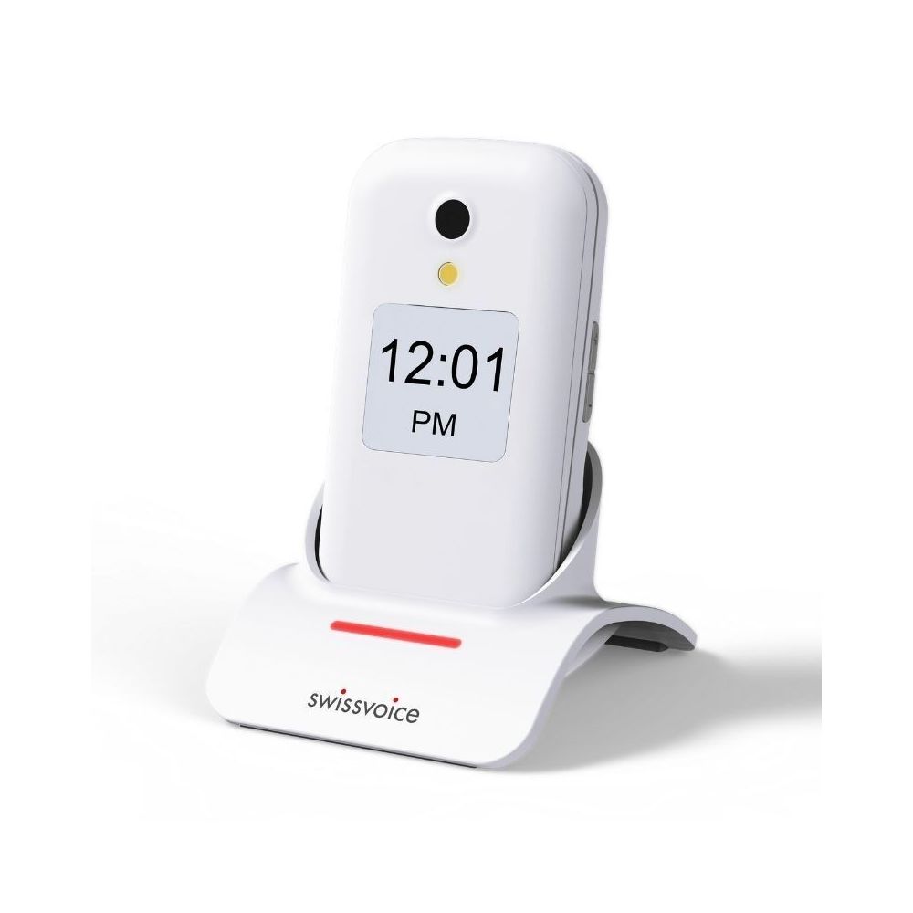 Swissvoice - Téléphone à clapet senior D28 blanc -Sonnerie Forte - Autres accessoires smartphone