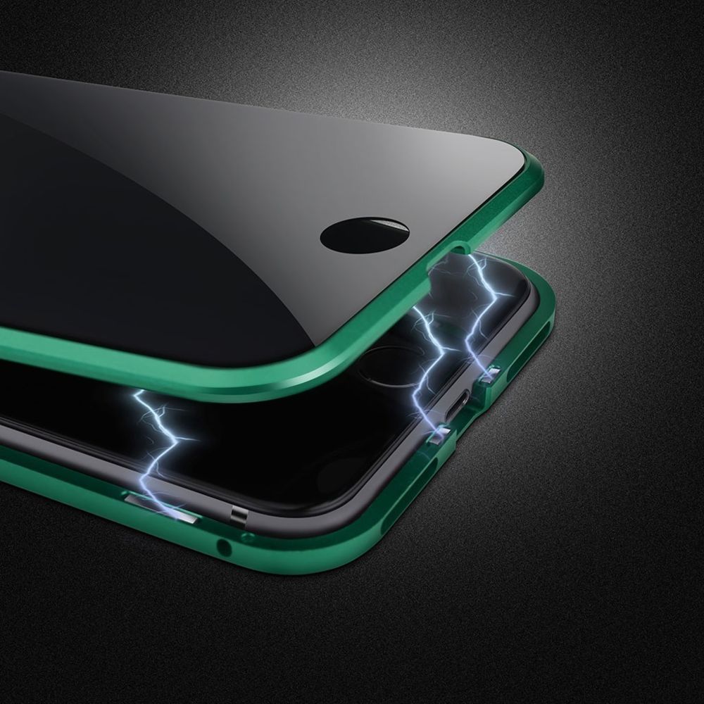 Generic - Pour iPhone 7/8 4.7 pouces à adsorption magnétique en métal pare-chocs en verre Housse de protection vert - Autres accessoires smartphone