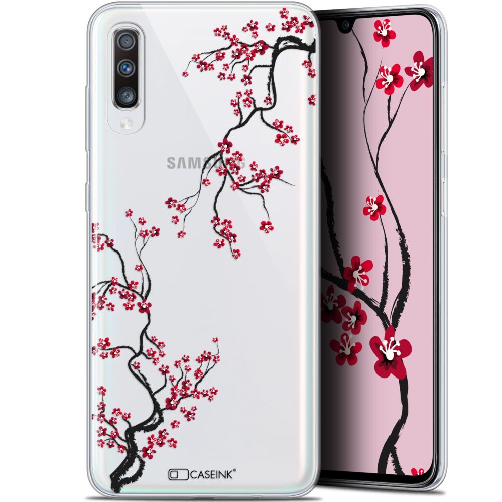 Caseink - Coque Pour Samsung Galaxy A70 (6.7 ) [Gel HD Collection Summer Design Sakura - Souple - Ultra Fin - Imprimé en France] - Coque, étui smartphone