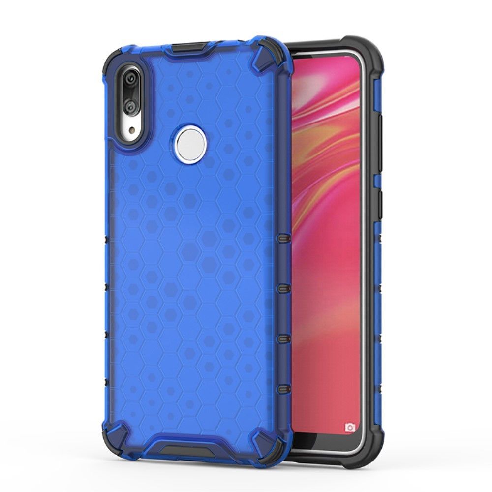 marque generique - Coque en TPU hybride antichoc à motif nid d'abeille bleu pour votre Huawei Y7 (2019) - Coque, étui smartphone