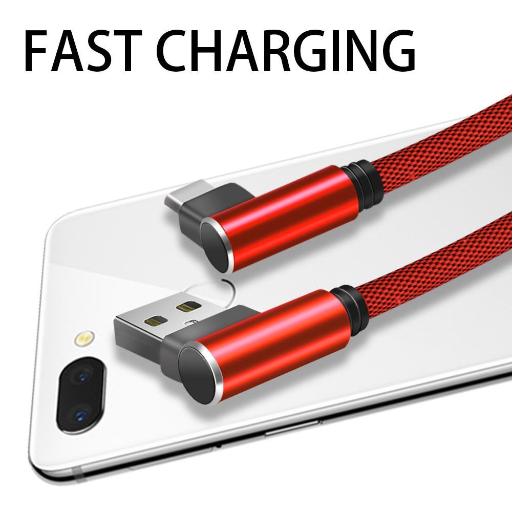 Shot - Cable Fast Charge 90 degres Type C pour SAMSUNG Galaxy A8 Smartphone Android Connecteur Recharge Chargeur Universel (ROUGE) - Chargeur secteur téléphone