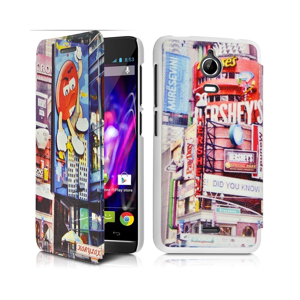 Karylax - Coque Etui à rabat porte-carte motif KJ26 pour Wiko Wax + Film de protection - Autres accessoires smartphone