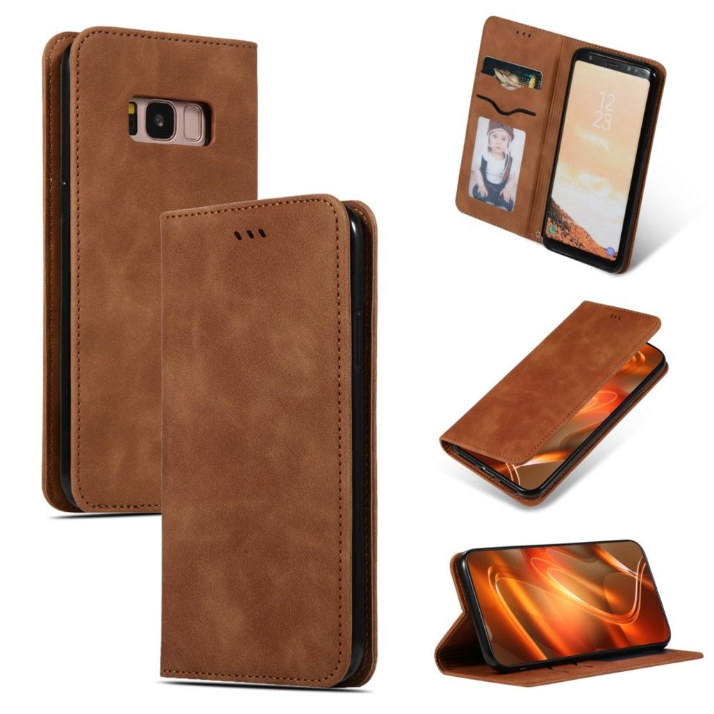 Wewoo - Housse Coque Etui en cuir avec rabat horizontal magnétique Business Skin Feel pour Galaxy S8 Marron - Coque, étui smartphone