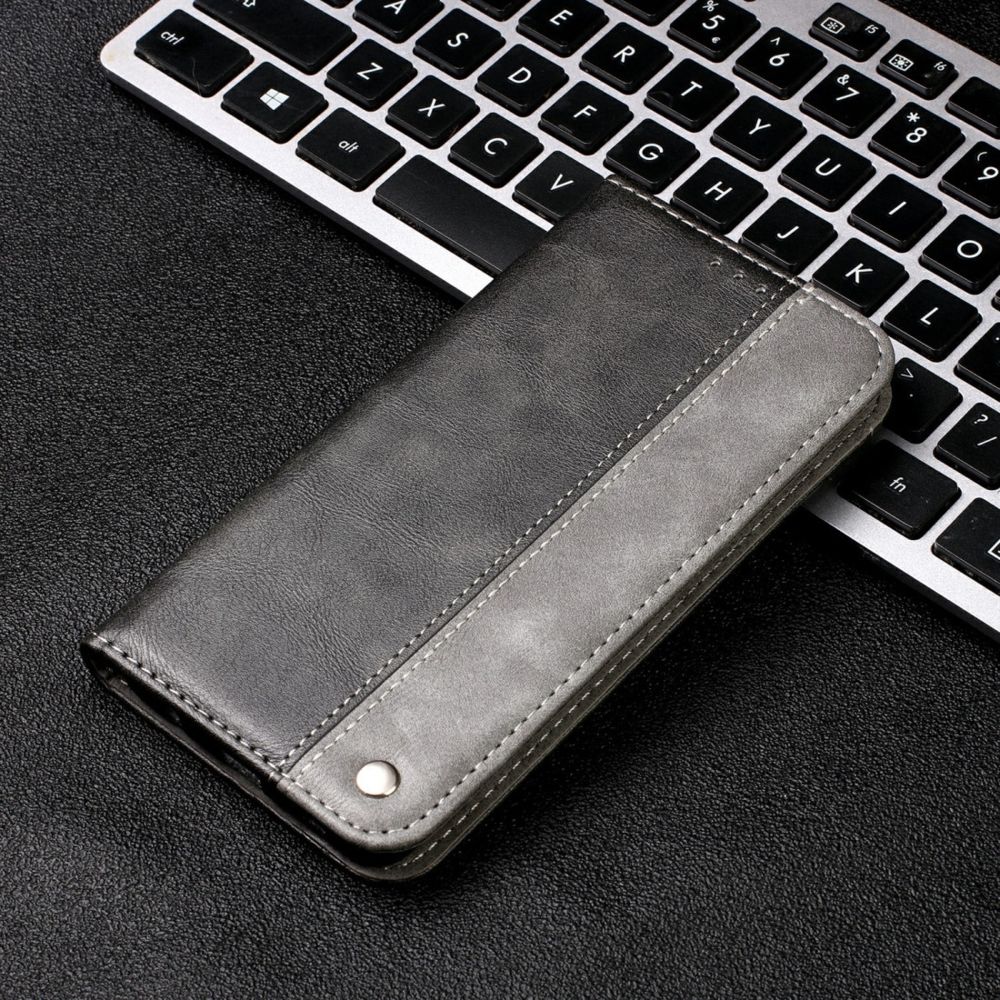 Wewoo - Housse Coque Étui à rabat horizontal en cuir à coutures horizontales pour Galaxy S8avec porte-cartes et porte-cartesportefeuille et lanière Gris - Coque, étui smartphone