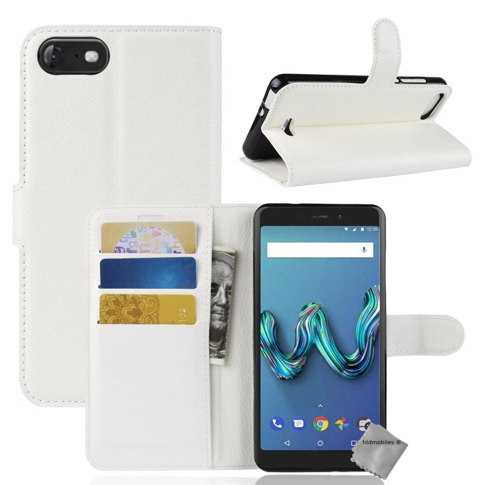 Htdmobiles - Housse etui coque pochette portefeuille pour Wiko Sunny 3 + verre trempe - BLANC - Autres accessoires smartphone