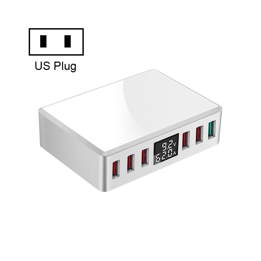 Wewoo - Station de recharge WLX-T9 + 40W Chargeur USB multifonctions avec affichage numérique intelligent 6 en 1 blanc - Station d'accueil smartphone