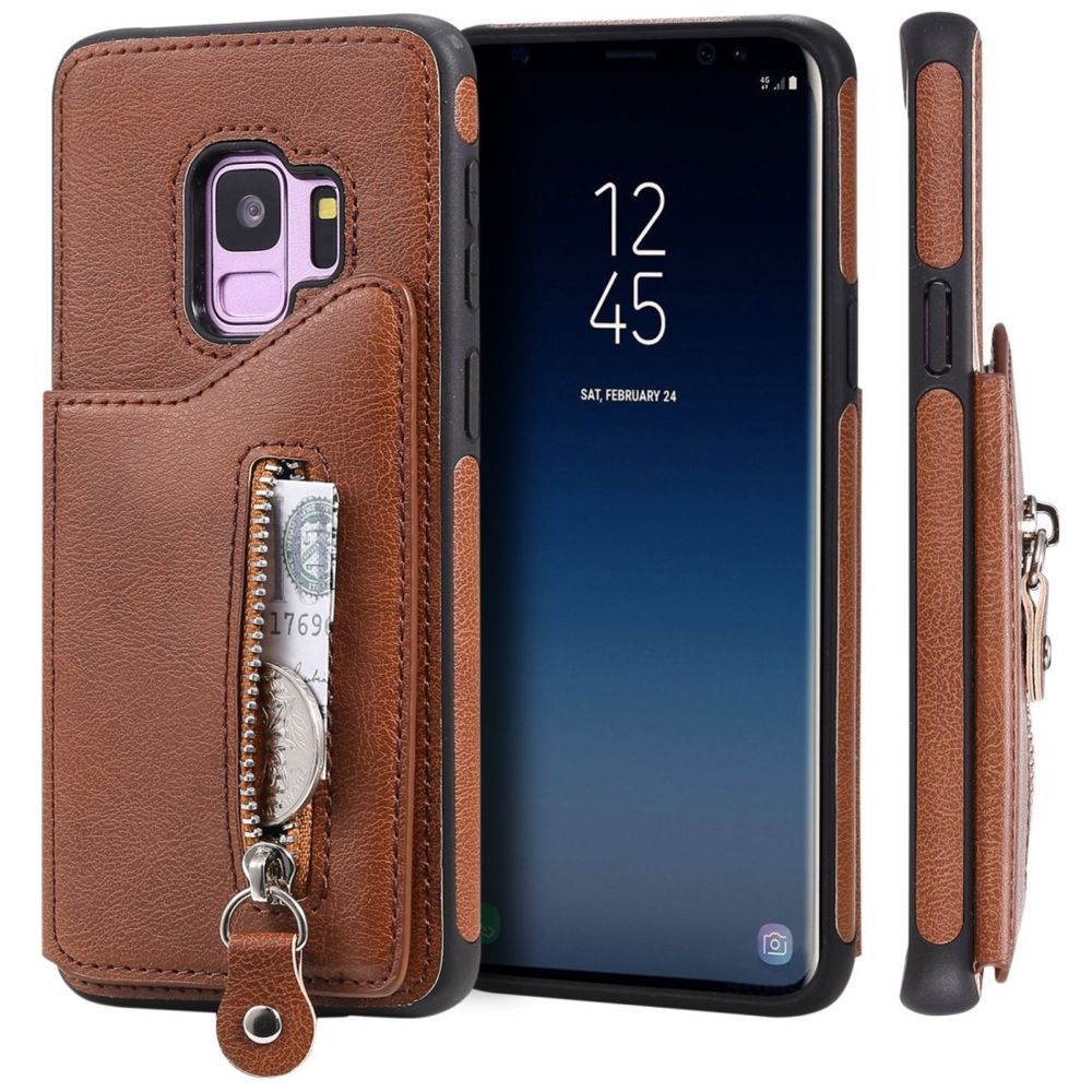 Wewoo - Coque Pour Galaxy S9 étui de protection antichoc à double boucle solide brun - Coque, étui smartphone