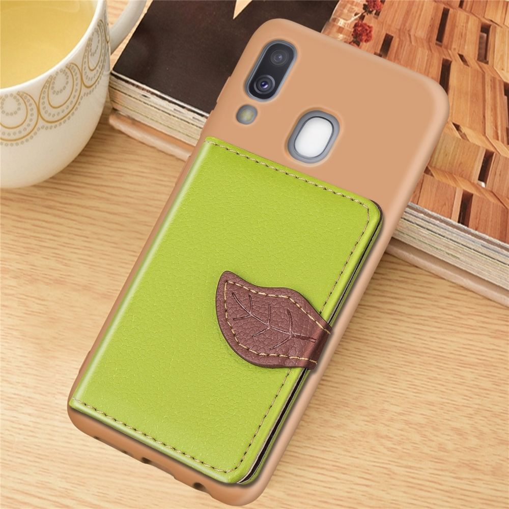 Wewoo - Coque Renforcée Support de portefeuille de sac de carte de modèle de litchi + Etui de téléphone TPU avec fente pour carte de Galaxy A40 Vert - Coque, étui smartphone
