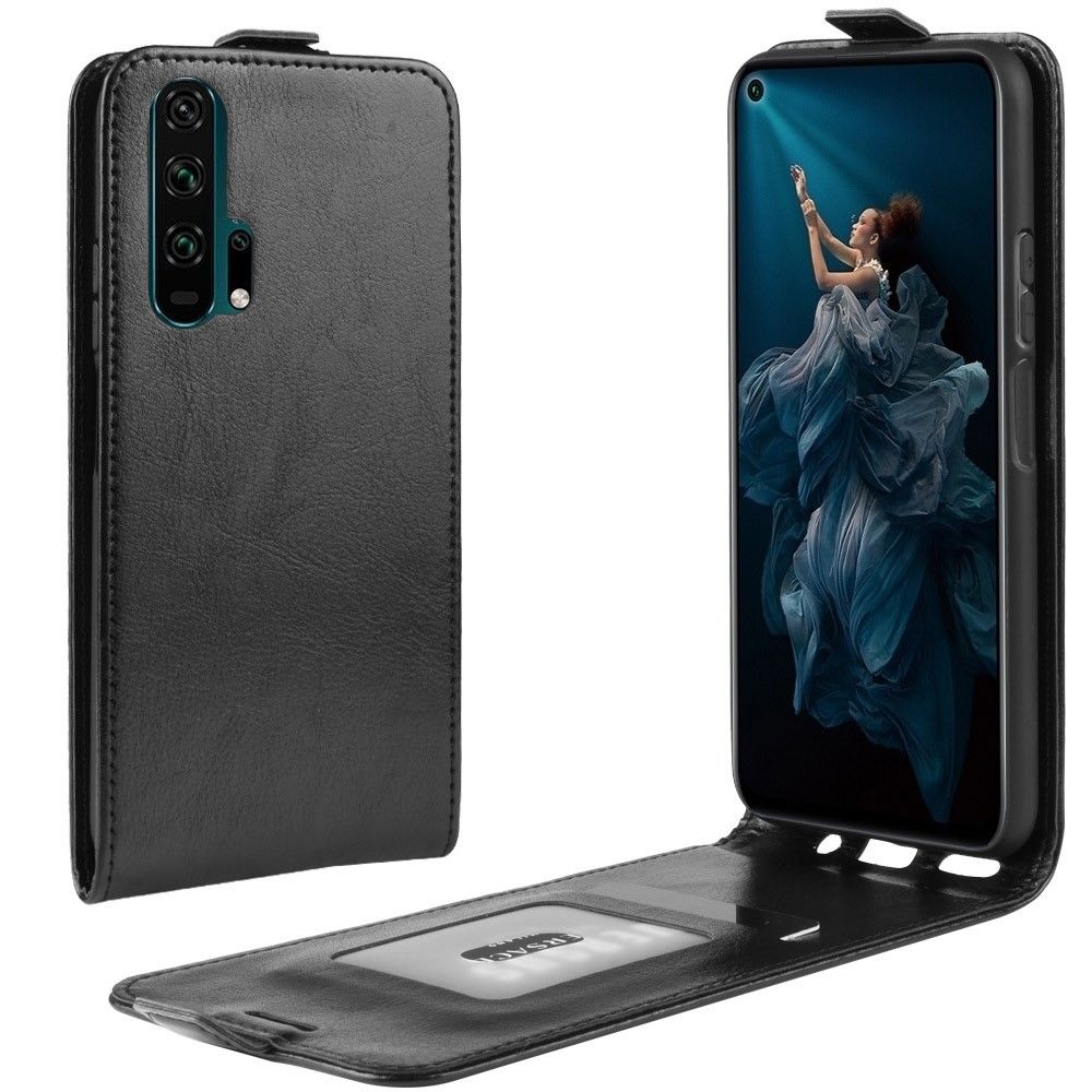 marque generique - Etui en PU cheval fou flip vertical noir pour votre Huawei Honor 20 Pro - Coque, étui smartphone