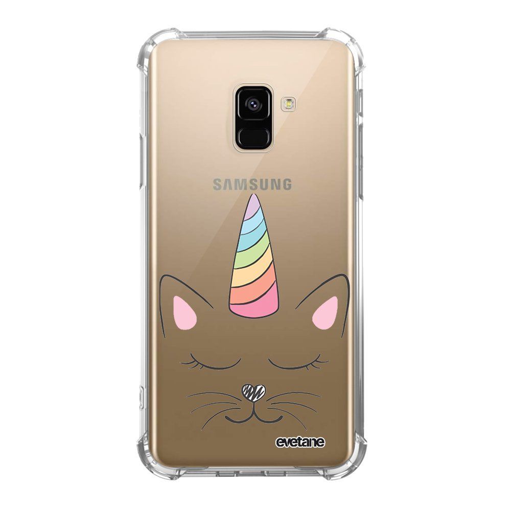 Evetane - Coque Samsung Galaxy A8 2018 anti-choc souple avec angles renforcés Chat licorne Evetane - Coque, étui smartphone