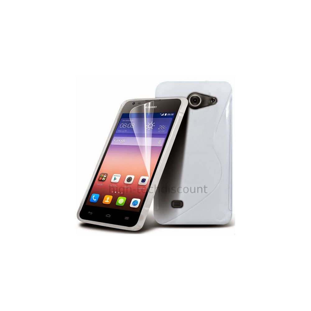 Htdmobiles - Housse etui coque pochette silicone gel fine pour Huawei Ascend Y550 + film ecran - BLANC - Autres accessoires smartphone